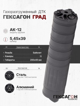 Газоразгруженный ДТК Гексагон ГРАД на АК-12 калибр 5,45х39 Газоразгруженный ДТК Гексагон ГРАД на АК-12 калибр 5,45х39