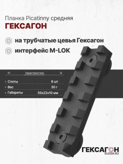 Планка Picatinny на цевьё Гексагон средняя (6 слотов)